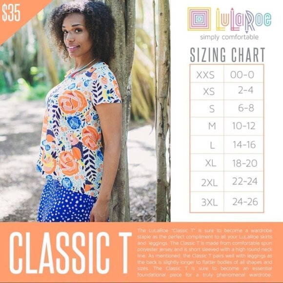 NEW - Lularoe Classic T Blue, Yellow & Orange Geometric Pattern - Size Medium - Picture 5 of 5